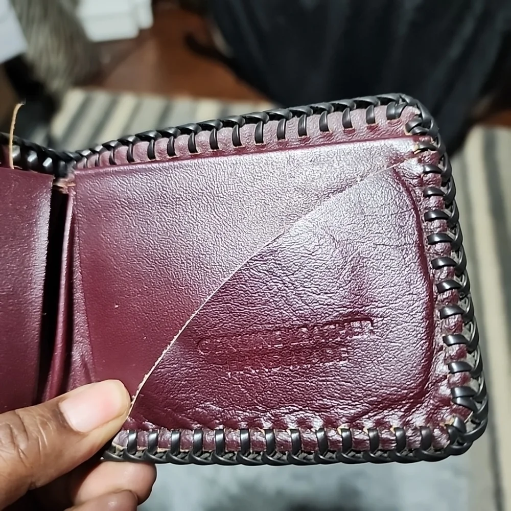 Mens Vintage Leather  Hand Tooled Hunting Scene Wallet